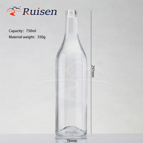 Glass Bottle 700ml 750ml whiskey bottle gin custom made glass liquor bottle with top cap