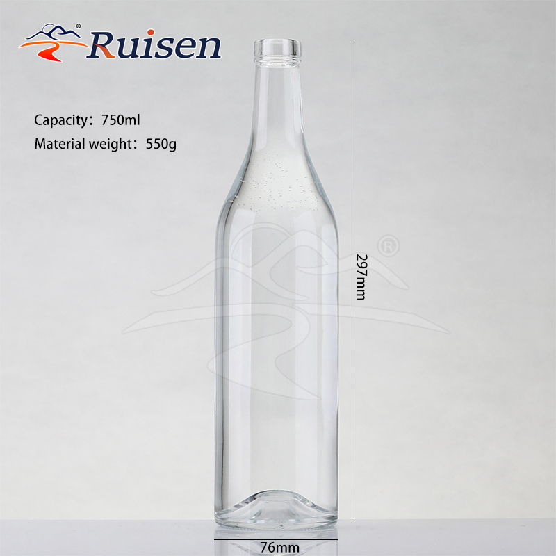 Glass Bottle 700ml 750ml whiskey bottle gin custom made glass liquor bottle with top cap 