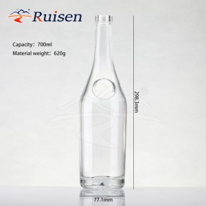 700ml Whisky Brandy Vodka Glass Wine Bottle Vodka Liquor Bottle Empty Round Vodka Bottle 
