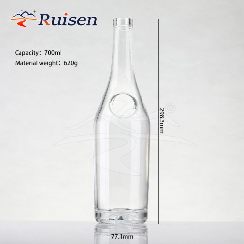 700ml Whisky Brandy Vodka Glass Wine Bottle Vodka Liquor Bottle Empty Round Vodka Bottle