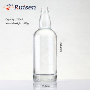 16 OZ clear Color Round 700 ML 750 ML Empty Whiskey Glass Bottles 