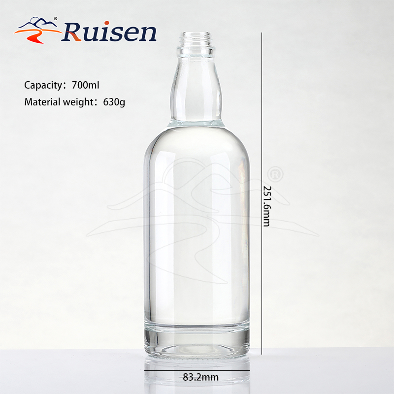 16 OZ clear Color Round 700 ML 750 ML Empty Whiskey Glass Bottles 
