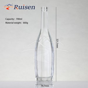 Custom Embossed Logo 750ml Vodka Brandy Gin Whisky Spirit Glass Bottles With Corks 