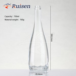 Customized 650ml Round Long Neck Rose Bottom clear Glass 500ml 750ml Whiskey Vodka Tequila Bottle With Crown Cap Free Sample 